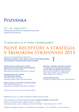 Nové receptúry a stratégia v školskom stravovaní 2011