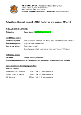 Členské príspevky v MBK Karlovka 2014