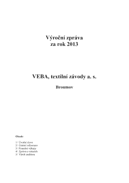 Výroční zpráva Veba, textilní závody a.s. za rok 2013
