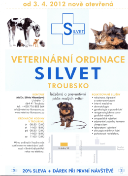 Nově otevřená veterinární ordinace Silvet