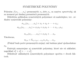 6. Symetrické polynómy