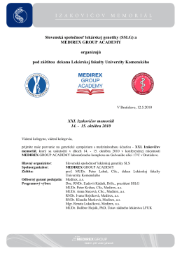 Slovenská spoločnosť lekárskej genetiky (SSLG) a MEDIREX