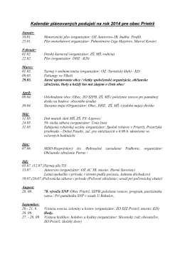 Kalendár plánovaných podujatí na rok 2014 pre obec Prietrž