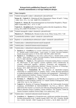 Kategorizácia publikačnej činnosti KMaRĽZ za rok 2012