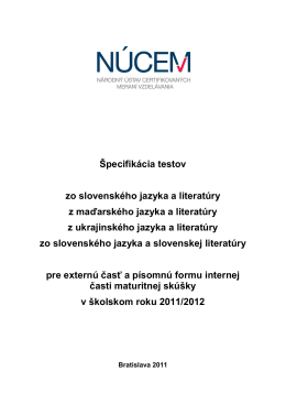 Špecifikácia testov zo slovenského jazyka a literatúry z