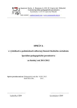 Vyhodnocovacia správa CŠPP za šk. rok 2011/2012
