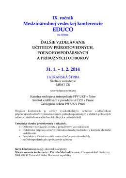 Program EDUCO 2014 - Katedra zoológie a antropológie