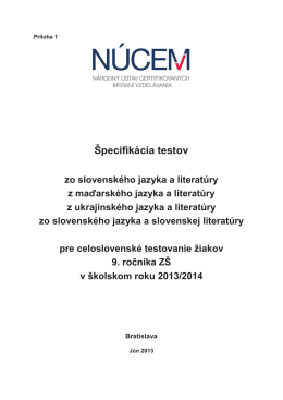 Špecifikácia testov zo slovenského jazyka a literatúry pre