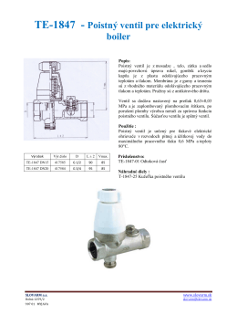 TE-1847 - Poistný ventil pre elektrický boiler