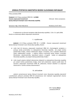 Dodatok č. 4 k Príkazu predsedu SŠHR SR č. 11/2008 Zoznam