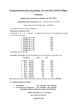 Gymnázium Kráľovnej pokoja, Na Závaţí 2, 010 01 Ţilina