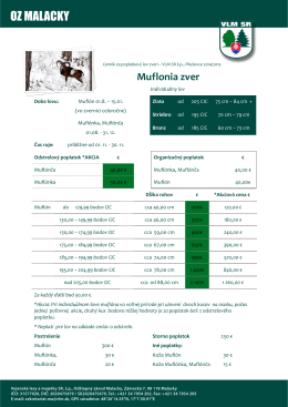 Cenník lovu - Muflonia zver