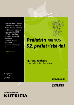 Pediatria PRE PRAX 52. pediatrické dni