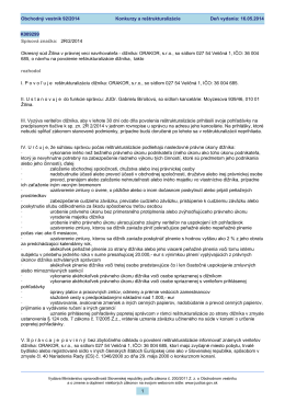 16.05.2014 Konkurzy a reštrukturalizácie Obchodný vestník 92/2014