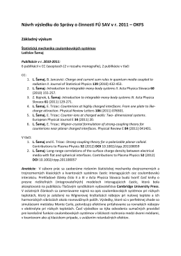 Návrh výsledku do Správy o činnosti FÚ SAV v r. 2011 – OKFS