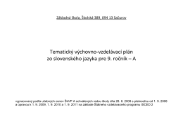 Tematický výchovno-vzdelávací plán zo slovenského jazyka pre 9