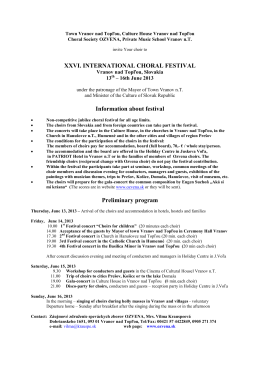26th International choral festival - Basic information and