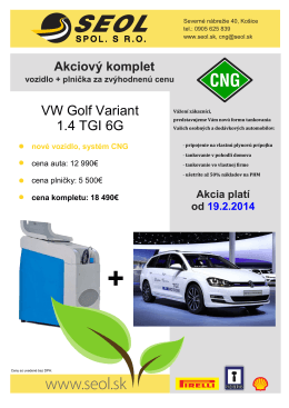 VW Golf Variant 1.4 TGI 6G + CNG plnička MJC 05