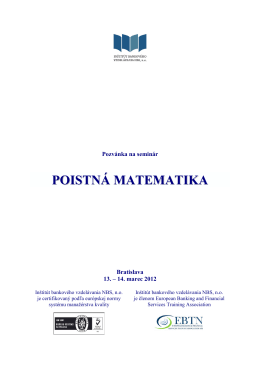 POISTNÁ MATEMATIKA - Inštitút bankového vzdelávania NBS