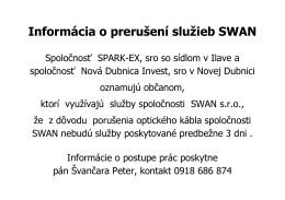 Informácia o prerušení služieb SWAN