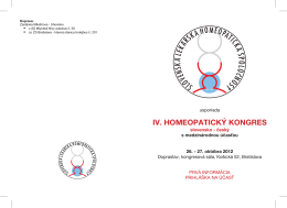 IV. HOMEOPATICKÝ KONGRES - slovenská lekárska homeopatická