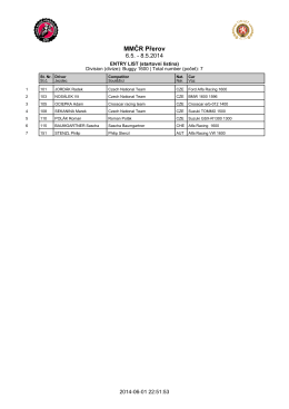 Seznam přihlášených jezdců 1.6.2014