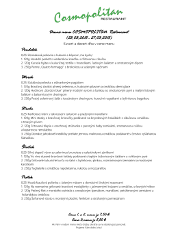 Denné menu COSMOPOLITAN Restaurant