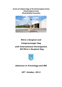 Nitra´s Coloproctologic Day with International Participation XX Nitra