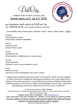 Denné menu od 2. do 6.3. 2015