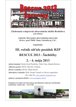 Pozvánka - Záchranná zdravotná služba Bratislava
