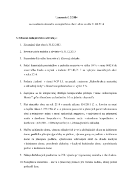 Uznesenie č. 2/2014 zo zasadnutia obecného zastupiteľstva