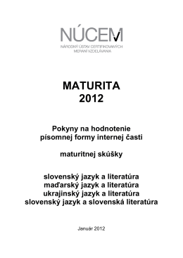 Maturita 2012/Pokyny na hodnotenie PFIČ MS
