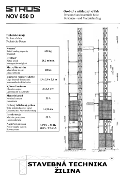 Osobný a nákladný výťah - Stavebná technika Žilina