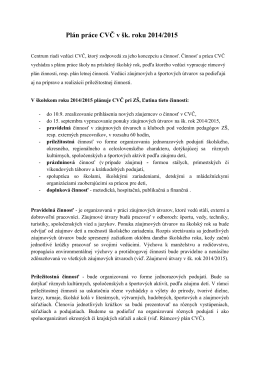 Plán práce CVČ v šk. roku 2014/2015