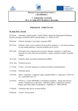 Program stretnutia - 30. a 31. mája 2013 - Bratislava