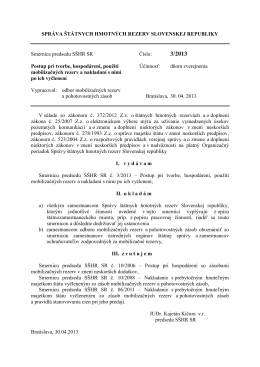 Smernica pradsedu SŠHR SR č. 3/2013