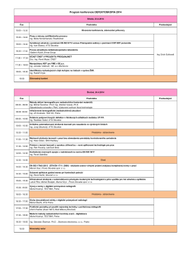 Program konferencie DEFEKTOSKOPIA 2014