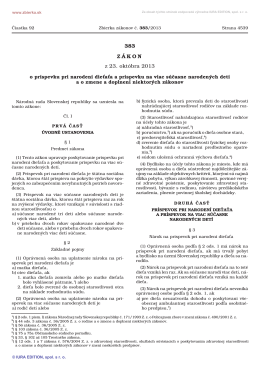 Zákon č. 383/2013 Z. z. o príspevku pri narodení dieťaťa a príspevku