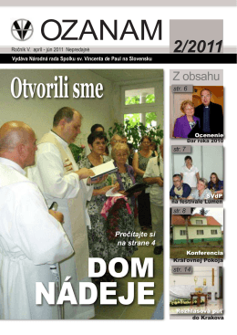 OZANAM 2011-2.indd - Spolok sv. Vincenta de Paul na Slovensku