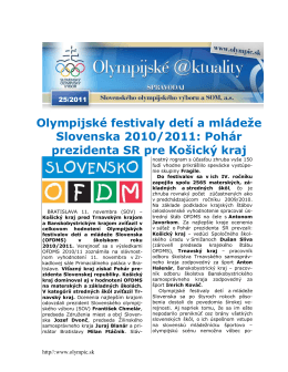 Olympijské festivaly detí a mládeže Slovenska 2010/2011: Pohár