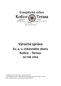 výročná správa za rok 2014 - Evanjelický cirkevný zbor av Košice