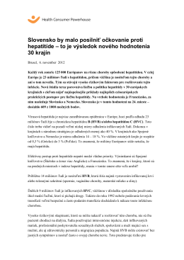 Slovensko by malo posilniť očkovanie proti hepatitíde – to je