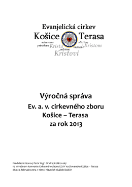 Výročná správa za rok 2013 - Evanjelický cirkevný zbor av Košice