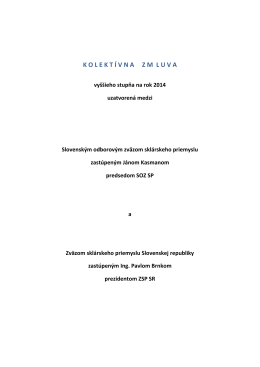 kolekt í vnazmluva - Zväz sklárskeho priemyslu Slovenskej republiky