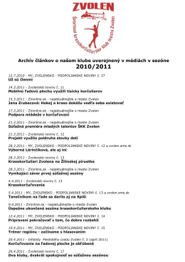 Sezóna 2010 - 2011 - Športový krasokorčuliarsky klub mesta Zvolen