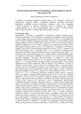 Havária jadrových elektrární Fukušima a možný dopad na zdravie