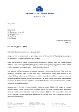 To Mr Richard Sulik, MEP, on the ECB`s banking supervision tasks