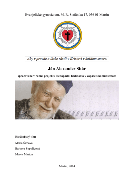 PDF dokument vytvorený študentmi o Jánovi Alexandrovi Sitárovi