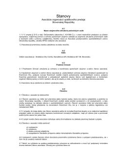 Stanovy APSÚ SR - Asociácia poskytovateľov spotrebiteľských úverov