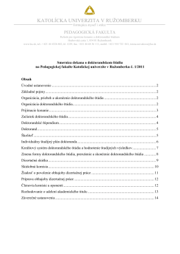 Smernica dekana o doktorandskom štúdiu na PF KU v RK č. 1/2011